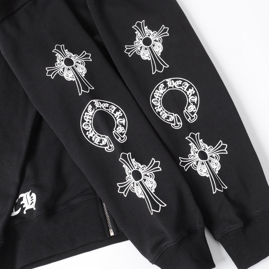 Chrome-Hearts Hoodie - Black Street Style Embroidered Sweatshirt 851