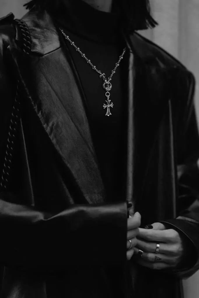 Chrome-Hearts CROSS AND BABYFAT CHARM WITH TINY E CH PLUS CHALK CHAIN