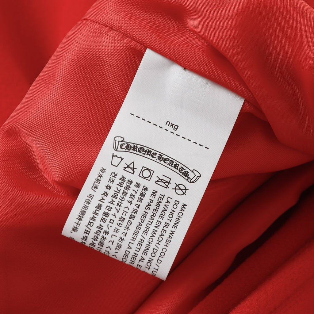 Chrome-Hearts Red Cross Varsity Jacket - White Sleeve Gothic Street Baseball Coat D68