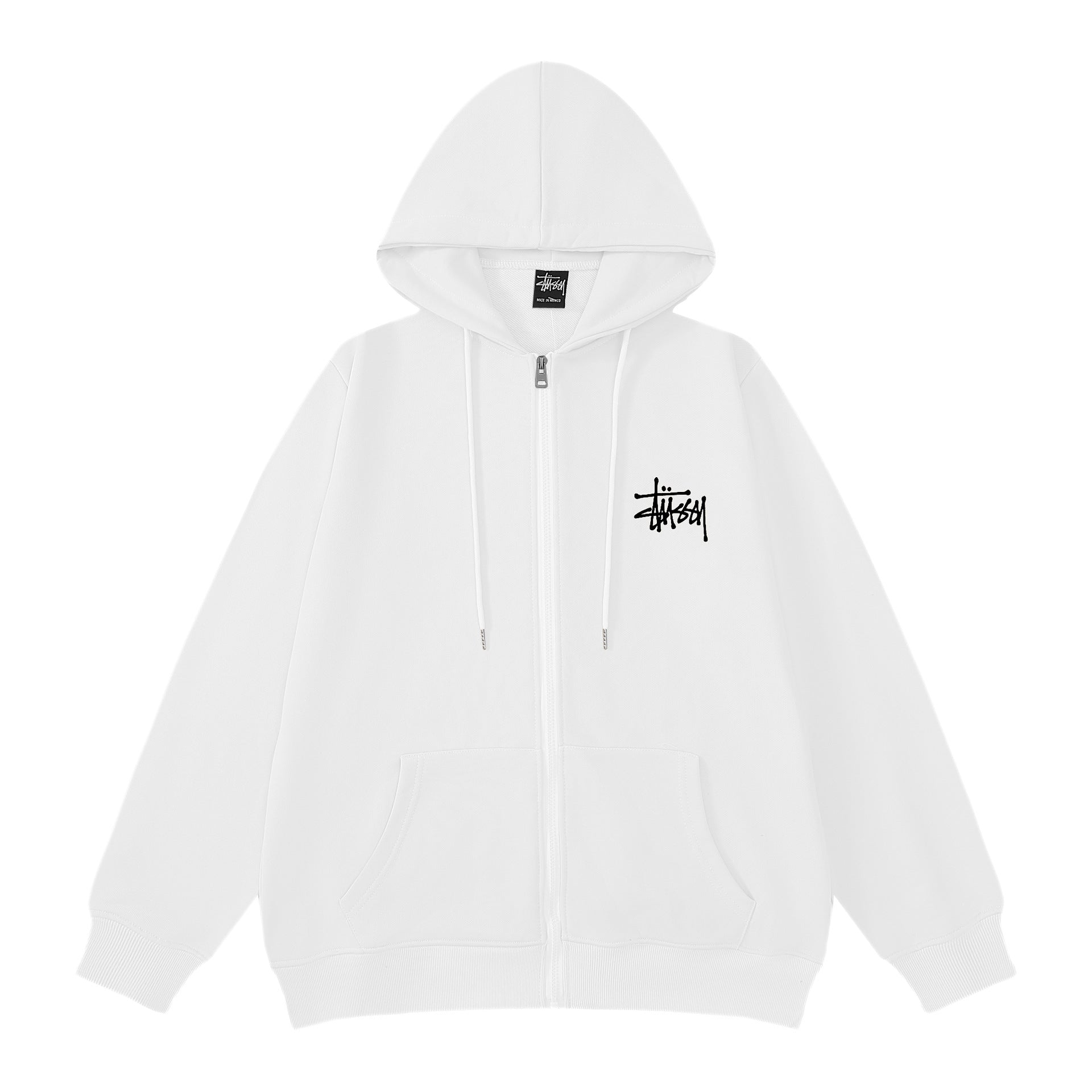 Stussy Hoodie Embroidered Fleece Fashion Cardigan Zip Hoodie